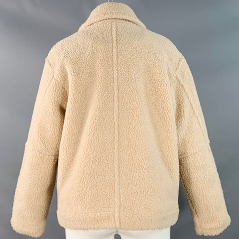 VINCE Size S Cream Faux Shearling Hidden Buttons Jacket