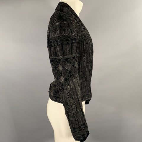 BALMAIN X H&M Size 36 Black Beaded Cotton Polyester Jacket
