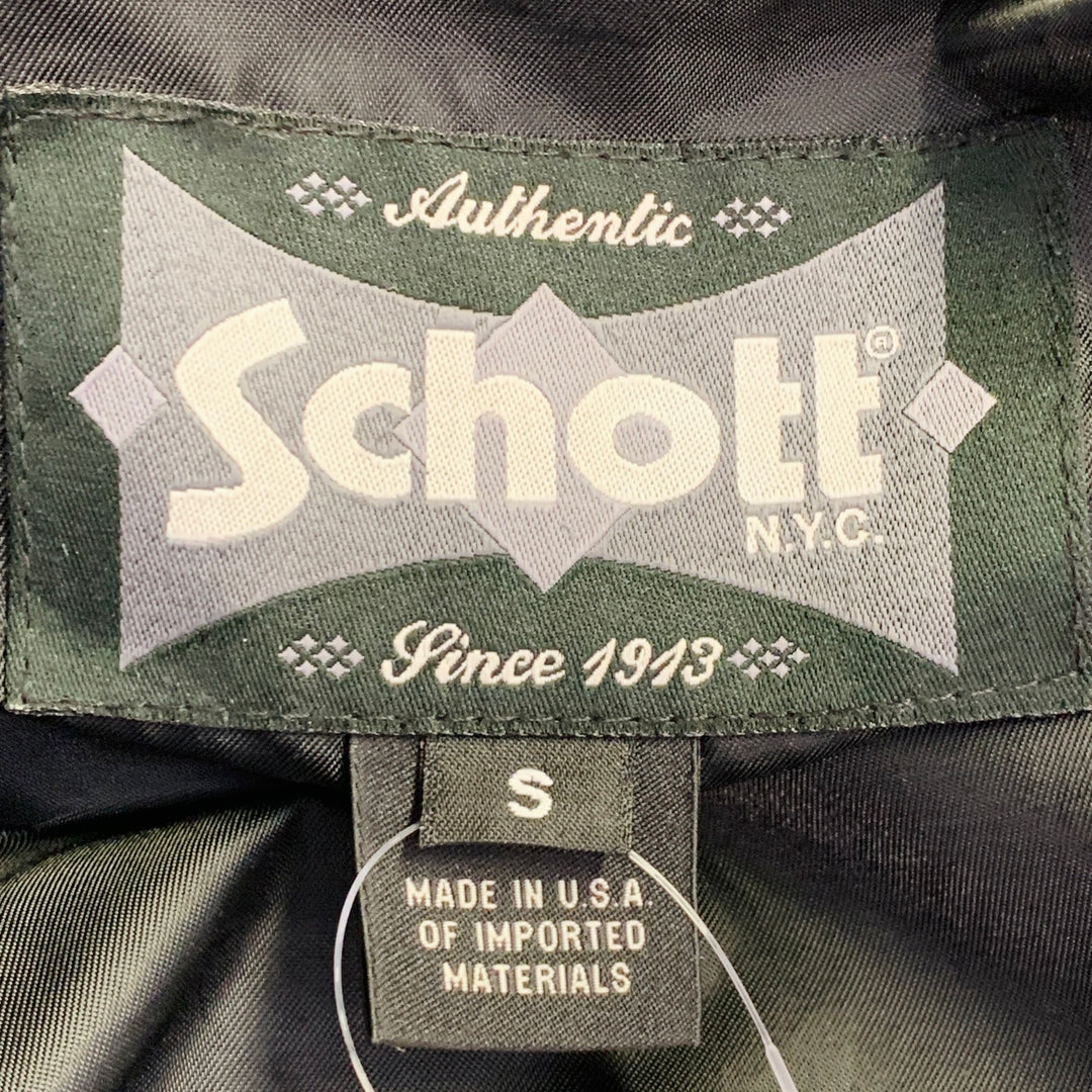 SCHOTT Size S Black Cowhide Leather Motorcycle Jacket
