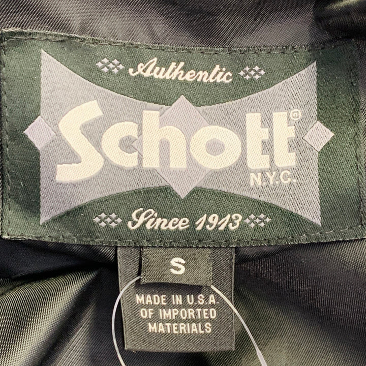 SCHOTT Size S Black Cowhide Leather Motorcycle Jacket