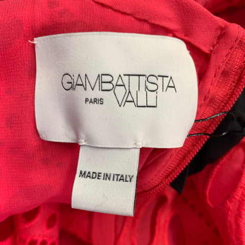 GIAMBATTISTA VALLI Size 4 Fuchsia Pink Cotton Eyelet Pleated Long Dress