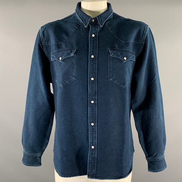 RRL by RALPH LAUREN Size XXL Navy Indigo Cotton Western Shirt Jacket