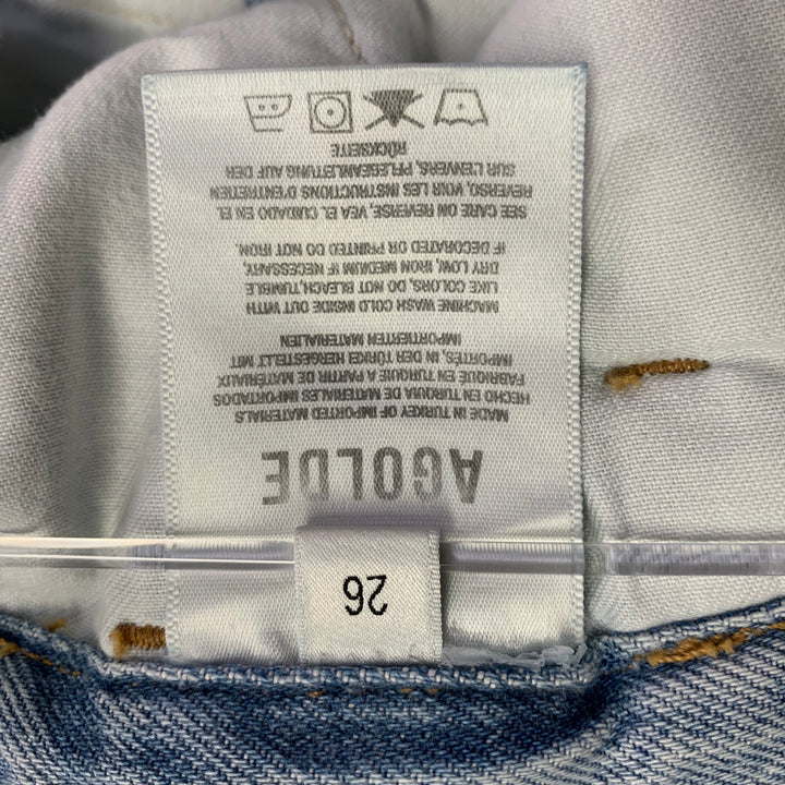 AGOLDE Size 26 Becker Light Blue Cotton Twill Pleated Baggy Tapered Jeans