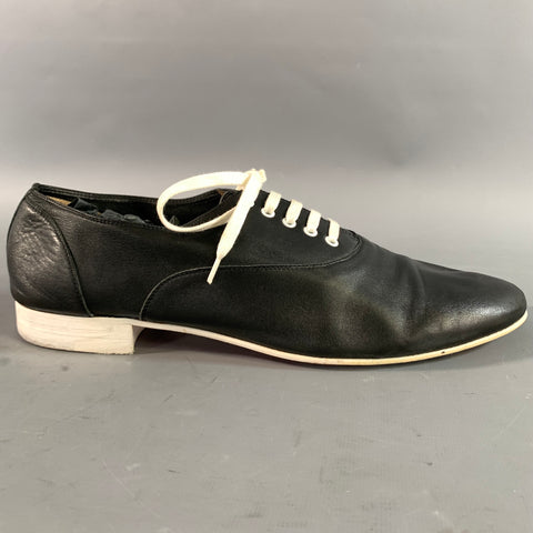 CHRISTIAN LOUBOUTIN Size 8.5 Black White Leather Low Top Lace Up Shoes