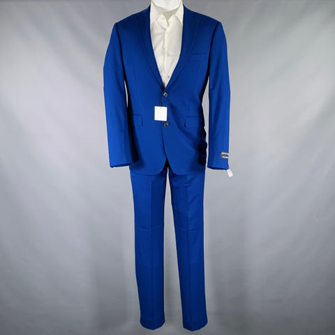 SAKS FIFTH AVENUE Size 38 Royal Blue Wool Notch Lapel Suit