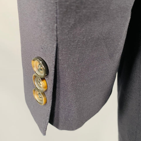 BROOKS BROTHERS Size 44 Navy Wool Polyester Sport Coat