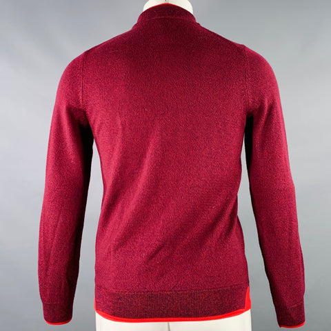 KENZO Size XS Burgundy Red Knit Wool Blend Zip Up Sweater