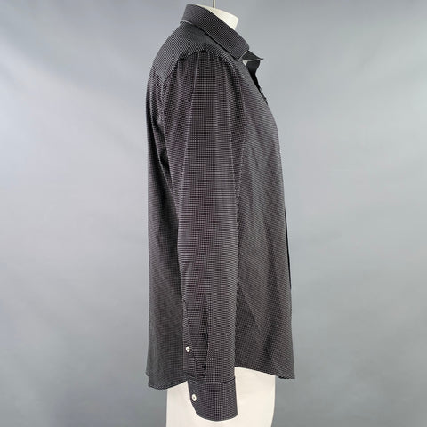 BUGATCHI Size XL Black White Dots Cotton Blend Long Sleeve Shirt