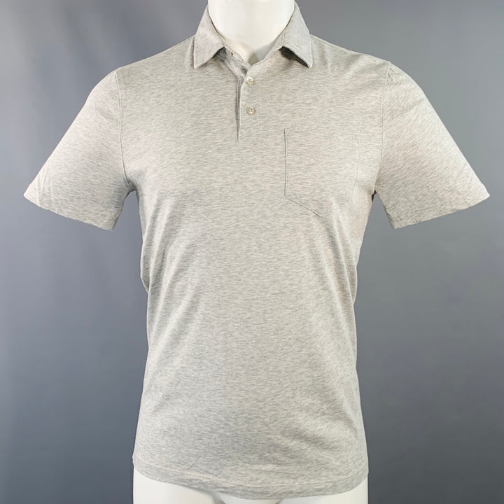 REISS Size S Elliot Grey Heather Cotton One Pocket Polo
