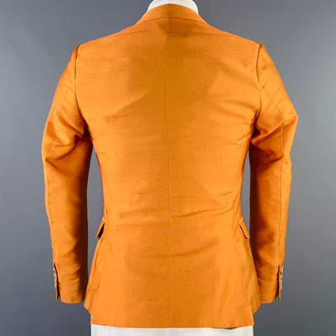 DRIES VAN NOTEN Size 36 Orange Polyester Silk Single Breasted Sport Coat