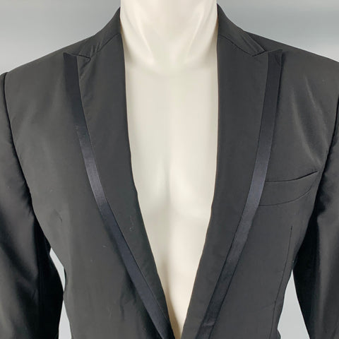 DSQUARED2 Size 40 Black Wool Peak Lapel Sport Coat