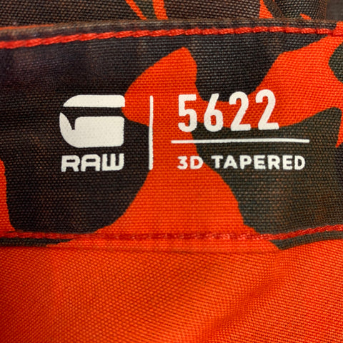 G-STAR Size 30 5622 Orange Black Camo Cotton Button Fly Casual Pants
