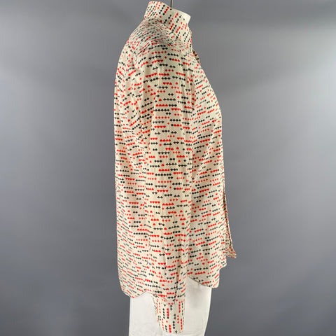 ADAM KIMMEL Size L Cream Red Black Graphic Cotton Long Sleeve Shirt