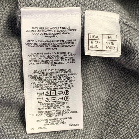 BROOKS BROTHERS Size M Grey Merino Wool 1/4 Zip Pullover