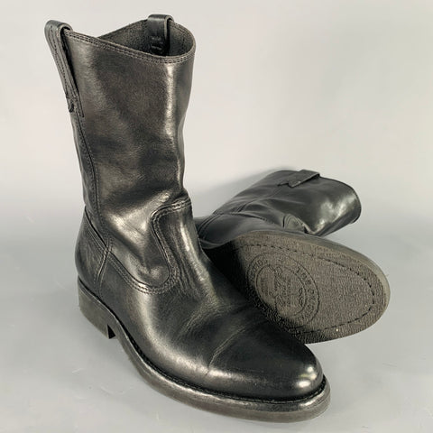 GOLDEN GOOSE Size 7 Black Leather Pull On Cowboy Boots