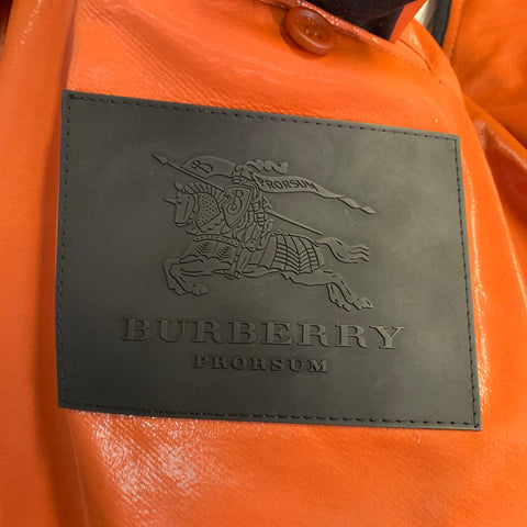 BURBERRY PRORSUM Size 40 Orange Polyethylene Blend Belted Rain Coat