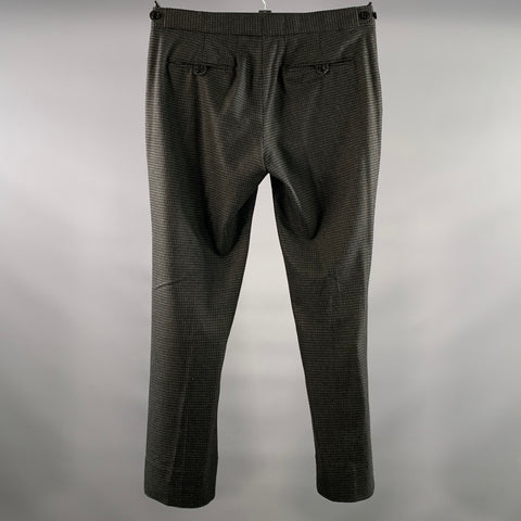 EMPORIO ARMANI Size 32 Grey Black Houndstooth Side Tabs Dress Pants