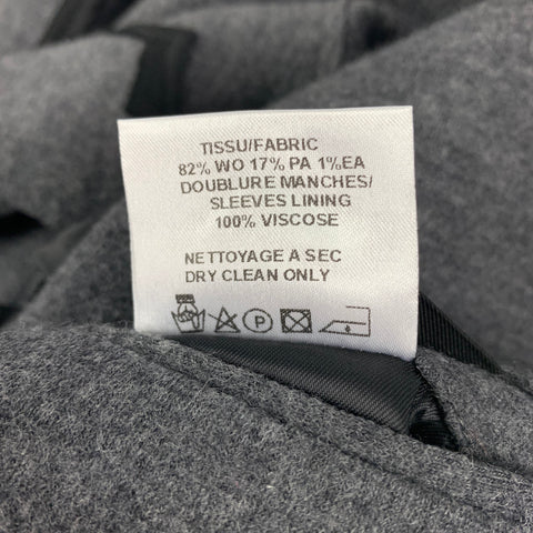 LANVIN Talla 36 Abrigo deportivo con solapa de muesca en mezcla de lana jaspeada negra gris oscuro