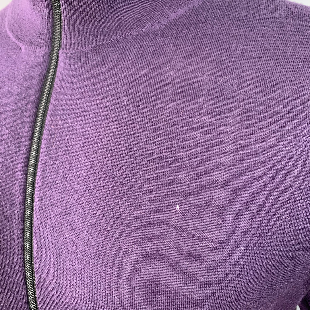 PAUL SMITH Size M Purple Merino Wool Zip Up Cardigan