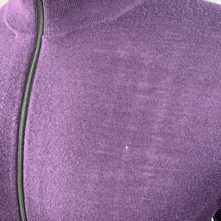 PAUL SMITH Size M Purple Merino Wool Zip Up Cardigan