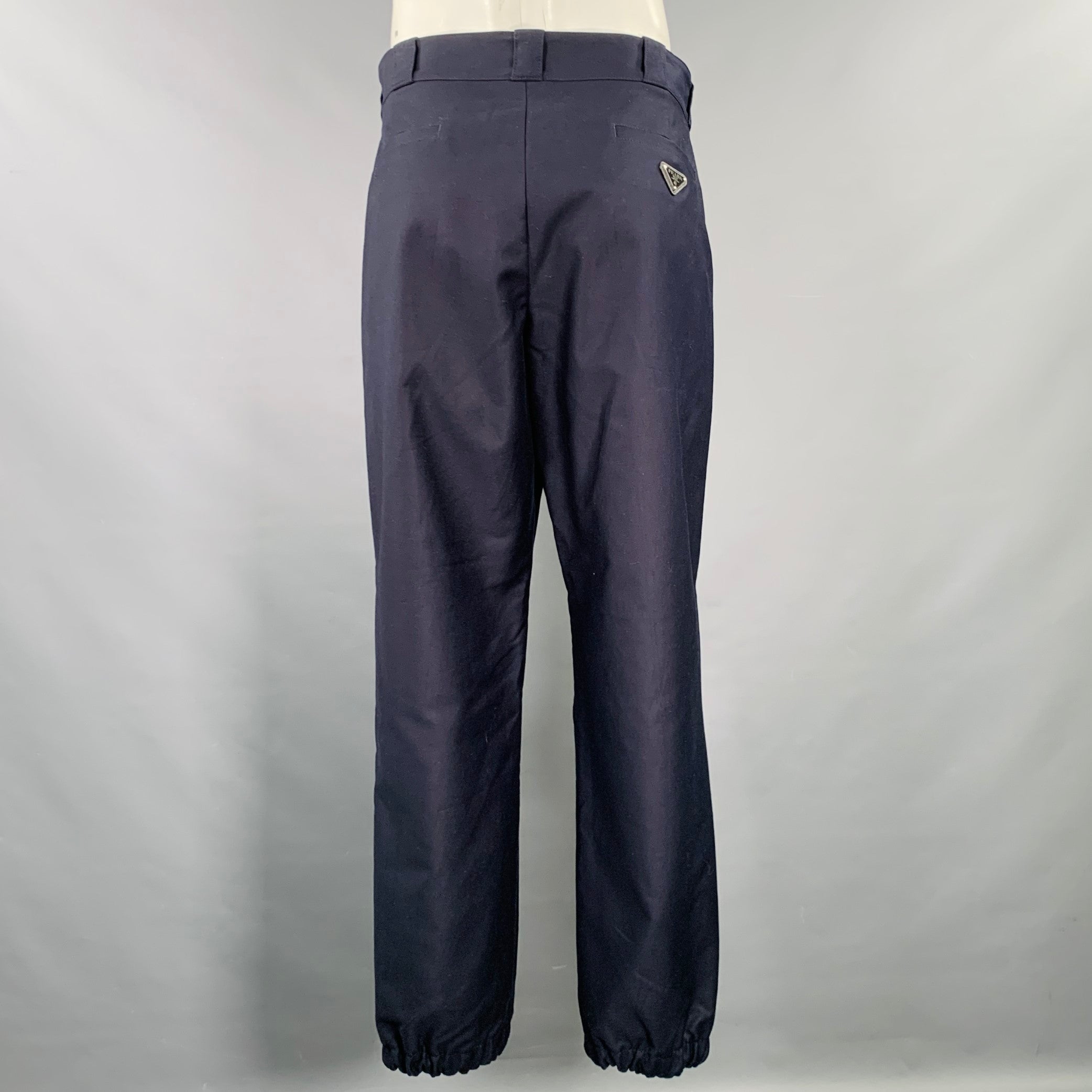 PRADA Size 34 Navy Cotton Twill Elastic Cuffs Casual Pants – Sui