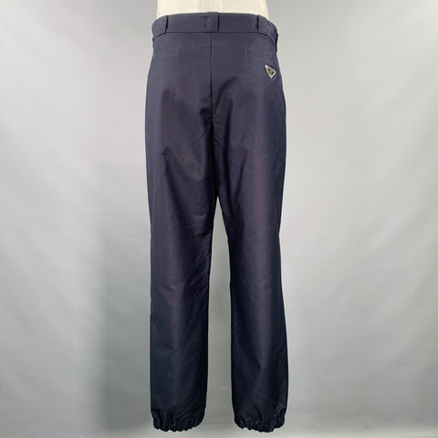 PRADA Taille 34 Pantalon décontracté en sergé de coton marine avec poignets élastiques