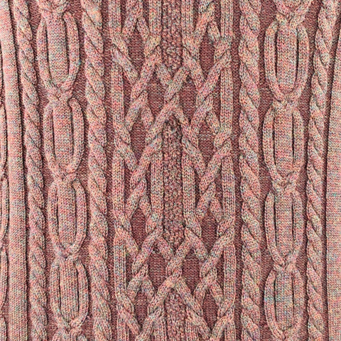 LENOR ROMANO Size L Brown Cable Knit Merino Wool 1/4 Zip Pullover
