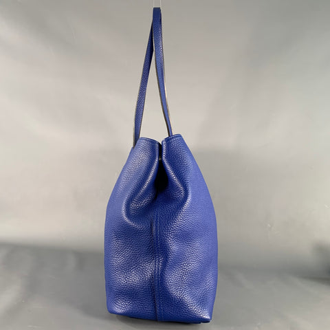 LONGCHAMP Blue Pebble Grain Leather Tote Handbag