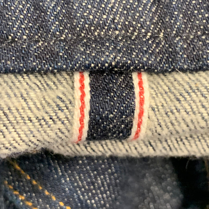 3 X 1 Size 36 Blue Indigo Cotton Selvedge Twill Contrast Stitch Button Fly Jeans
