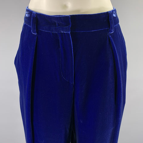 GIORGIO ARMANI Size 6 Blue Velvet Viscose Silk Pants