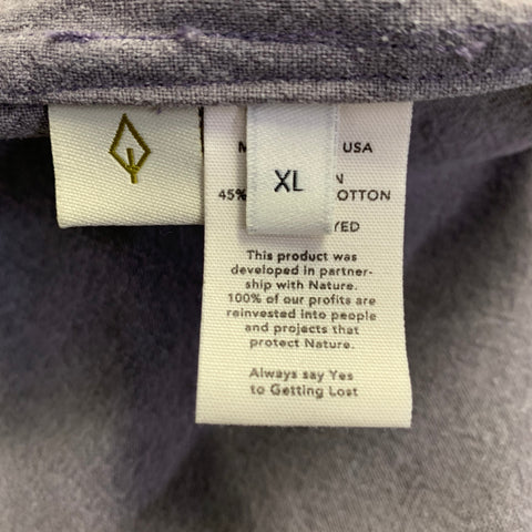 THE LOST EXPLORER Size XL Auk Grey Linen Cotton Hidden Buttons Short Sleeve Shirt