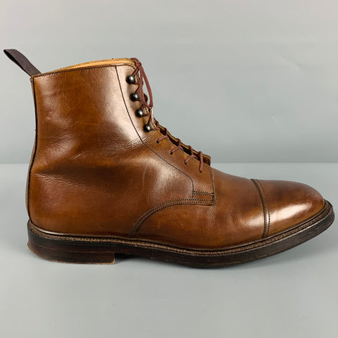 CROCKETT & JONES Size 10 Brown Leather Cap Toe Boots