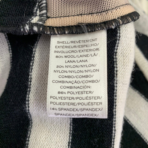 MARC JACOBS Size 6 Black White Wool Nylon Stripe Belted Dress
