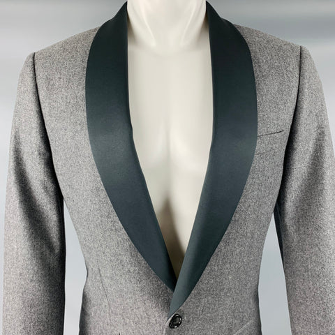 J CREW Talla 39 Abrigo deportivo regular con cuello chal de lana gris y negro