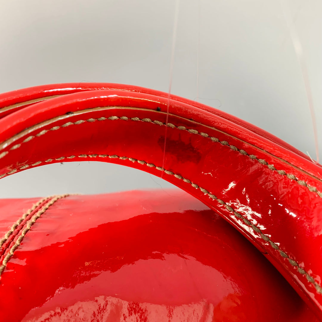 LANVIN Vintage Red Patent Leather Overnight Handbag