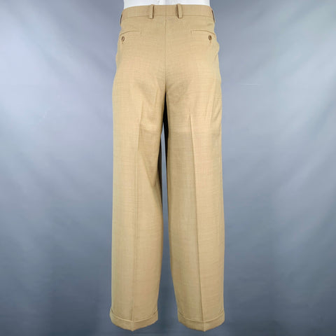 ZANELLA Taille 34 Pantalon habillé plissé beige texturé en mélange d'acétate