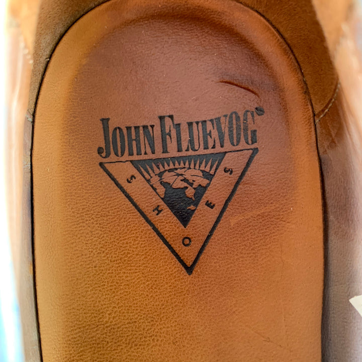 JOHN FLUEVOG Size 10 Light Blue Distressed Leather Penny Loafers