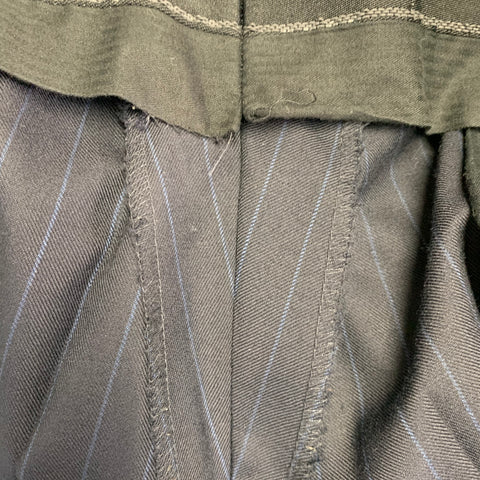 ASTOR & BLACK Size 44 Navy Blue Pinstripe Single Breasted Peak Lapel 3 Piece Suit