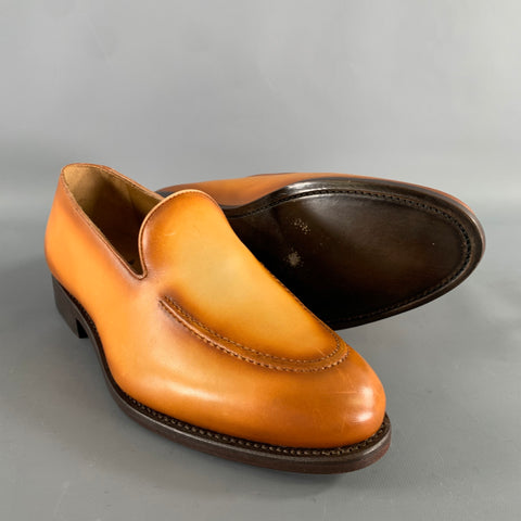 KLEIN EPSTEIN & PARKER Size 9 Brown Tan Distressed Patent Leather Loafers