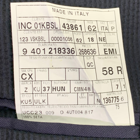 ERMENEGILDO ZEGNA Size 48 Navy Black Seersucker Silk Jacket
