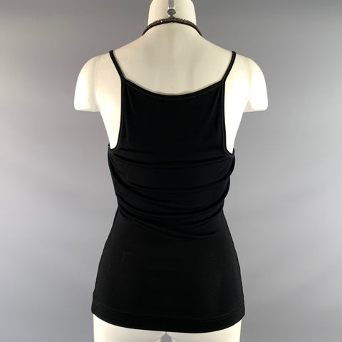 DOLCE & GABBANA Size 4 Black Orange Viscose Blend Rhinestones Tank Casual Top