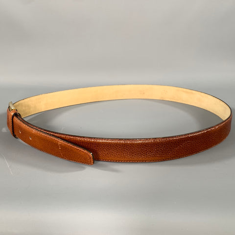 ERMENEGILDO ZEGNA Size 38 Brown Crackled Leather Belt