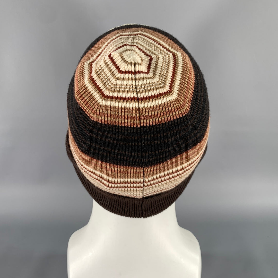 CELINE Size One Size Brown Tan Stripe Wool Hats