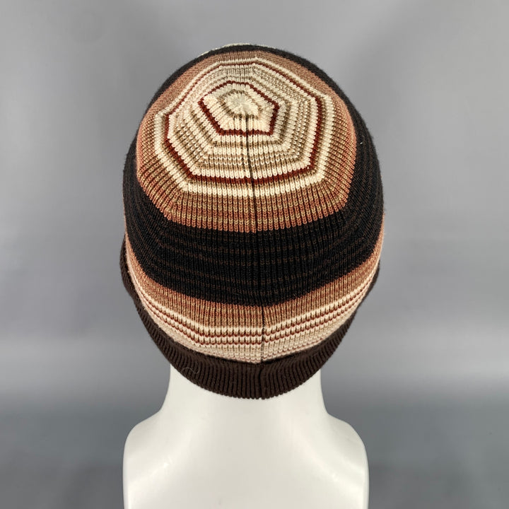 CELINE Size One Size Brown Tan Stripe Wool Hats