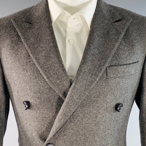 POLO BY RALPH LAUREN Size 38 Regular Grey Virgin Wool Double Breasted Peak Lapel Suit