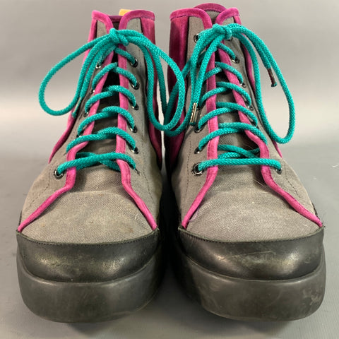 LOUIS VUITTON Size 8 Purple Grey GO 0023 Mixed Fabrics High Top Sneakers