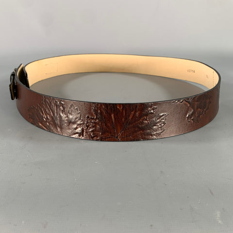 ANN TAYLOR Size XL Brown Mahagony Leaves Leather Belt