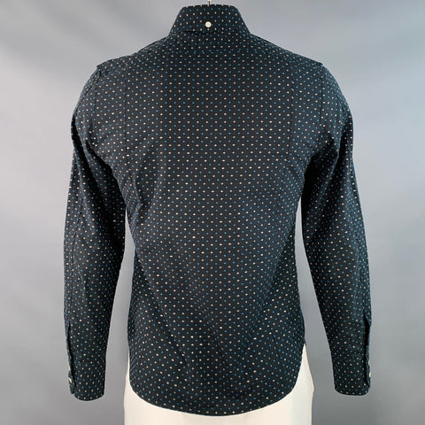 DIESEL Size L Black Silver Blue Embroidered Cross Cotton Slim Fit Long Sleeve Shirt