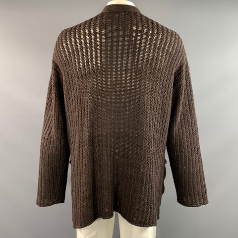 MR P. Size L Brown Mahagony Knit Linen Shawl Collar Cardigan