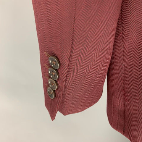 ARMANI COLLEZIONI Size 42 Burgundy Herringbone Wool Sport Coat